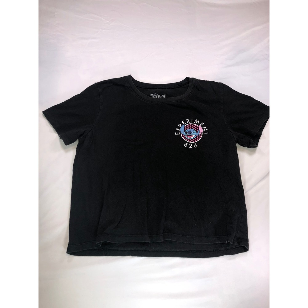 Disney Stitch Experiment 626 Black Graphic T-Shirt Womens XL Short‎ Sleeve Faded